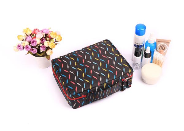 Polyester Travel Cosmetic Portable Makeup Bag , Brush Pouch Toiletry Kit Cute Women Carrying Case