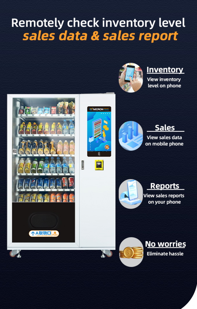 Snack Food Vending Machine Equipped with Large Touch Screen and Top Mounted Light Box for Enhanced Visibility and Vending Performance