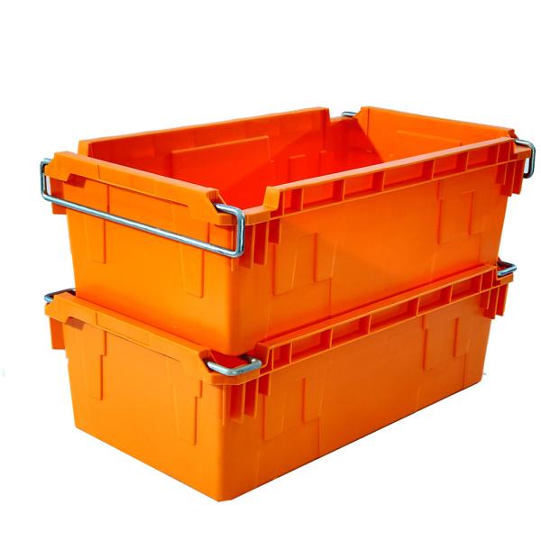 45L Stack And Nest Plastic Crate Turnover Moving Container Nesting Plastic Crate With Handle