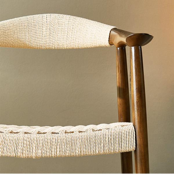 Weave Seat With Arm Modern Restaurant Leisure Black Wood Rattan Dining Room Chair