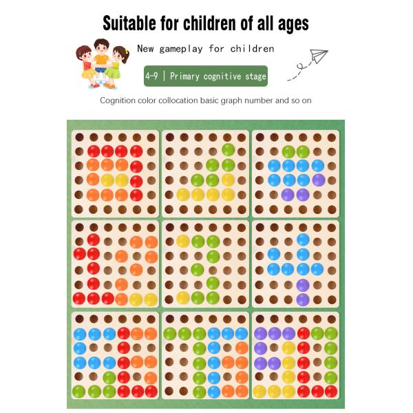 Children Wood Baby Developmental Toys Particle Button Puzzle Mushroom Nail Cartoon