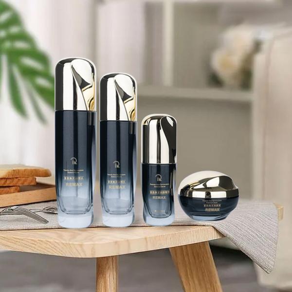30g/100ml 50g/80g Стекло Черно-белый градиент цилиндрический гладкий с золотой крышкой для косметической упаковки бутылки