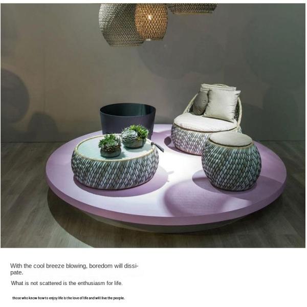 Nordic Simple Patio Courtyard PE Rattan Aluminum Sofa And Table Set