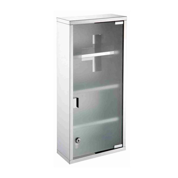 Stainless Steel First Aid Kit Boxes For Home Office Workplace Glass Medicine Cabinet