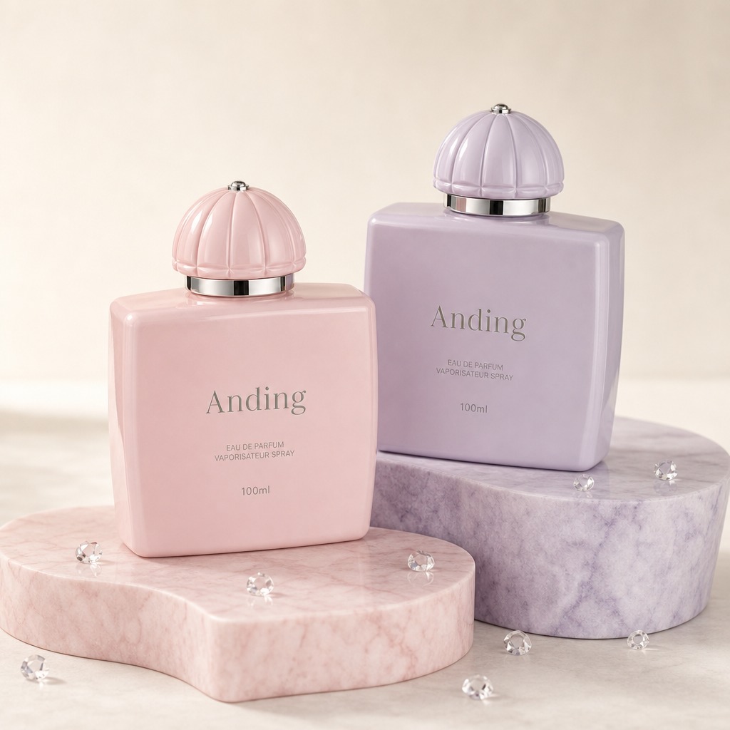100ml Glass Perfume Bottles Dome Magnetic Cap Square Empty Crimp Neck Spray