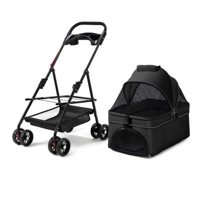 Nylon Pet Push Cart Foldable 4 Wheel Pet Stroller With Rain Cover / Safety Belt,360° tire, made of EVA. Foldable，Rich co