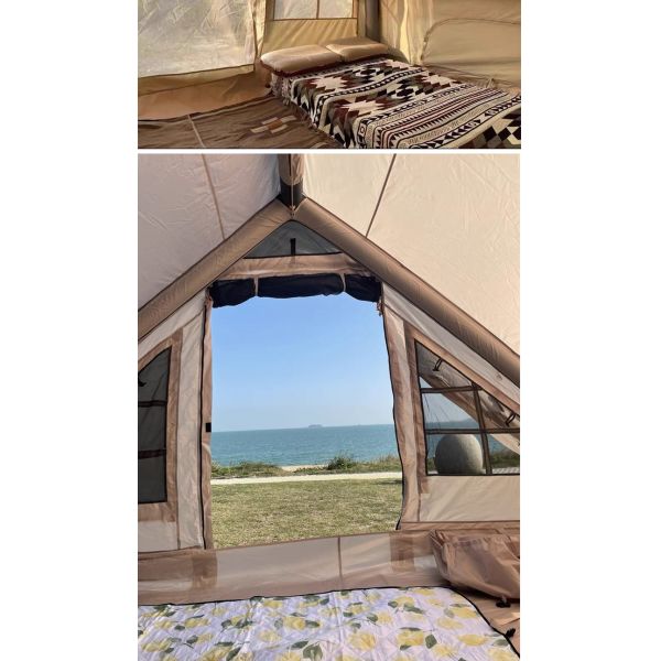 4-5 Person Inflatable Glamping Tent with Pump Easy Setup Waterproof Outdoor Camp Air Tent