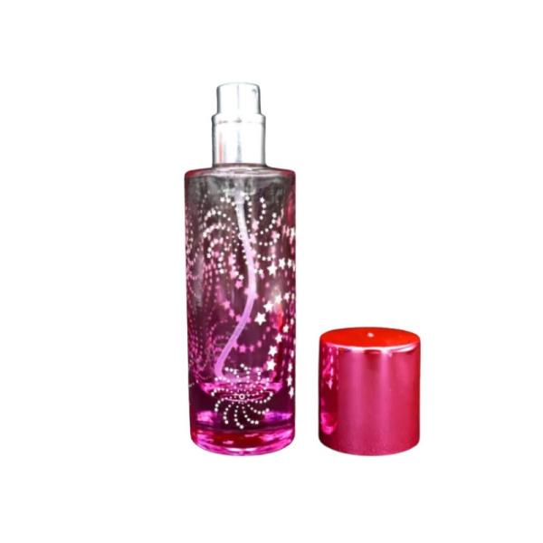 perfume spray bottle  screw glass bottles black blue red pink green cap plastic and metal