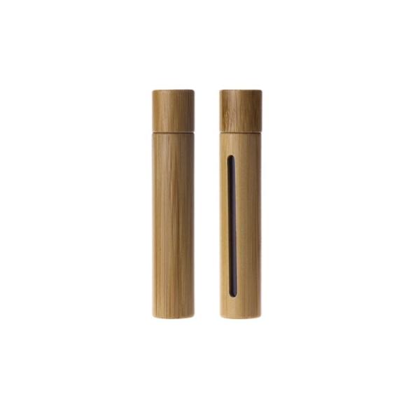 Natural Cosmetic Essential Oil Glass bottle with Real Bamboo Cap Metal Roller