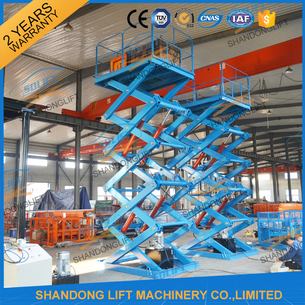 2T 5.5M Stationary Hydraulic Scissor Lift Warehouse Material Loading Lift CE SGS TUV