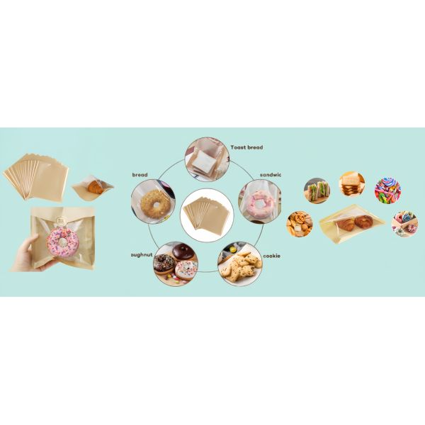 7.1*7.5 Inches Bakery Paper Bags Eco Friendly Toast Paper Bag With Window