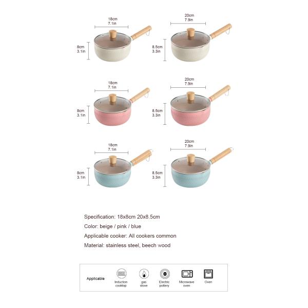 Баки кухни Multi покрашенные небольшие варя с деревянной ручкой