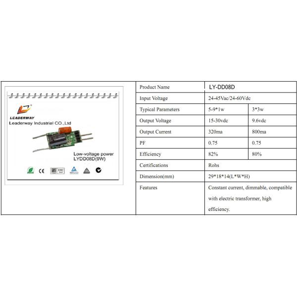 Low-voltage input LED power supplier 9w