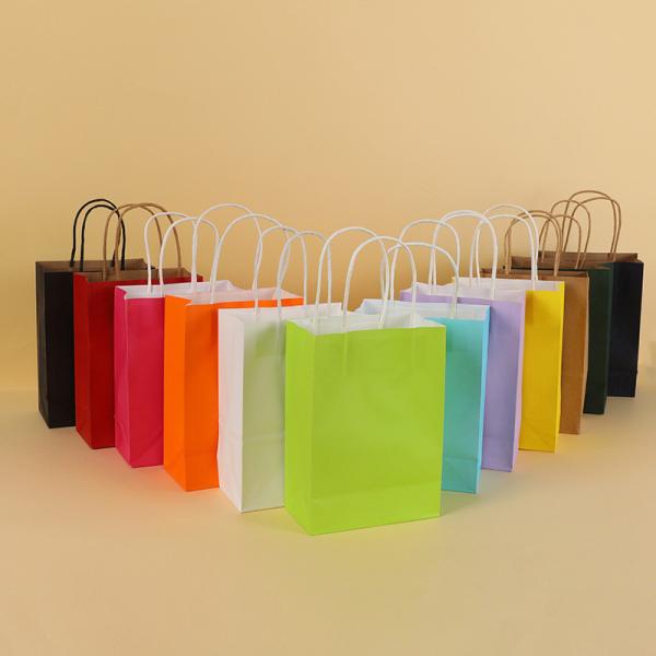 Bulk Kraft Paper Bags Shopping Embossing Paper Gift Bag With Handles
