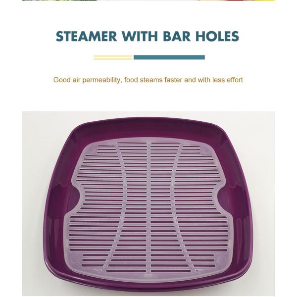 1-Tier Plastic Square Microwave Steamer for Vegetables and Rice Party-Friendly Design