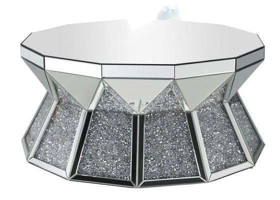 Noralie Mirrored Finish Coffee Table with Faux Diamonds Inlay 96X96X46CM
