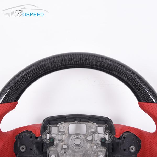 Red Stitch Leather Land Rover Steering Wheel Carbon Fiber 35cm ODM