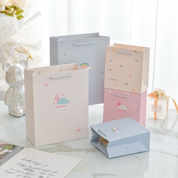 Good Luck Gift Bags Pastel Student Party Favors Twine Handle Carriers Birthday Celebration Paper Bags