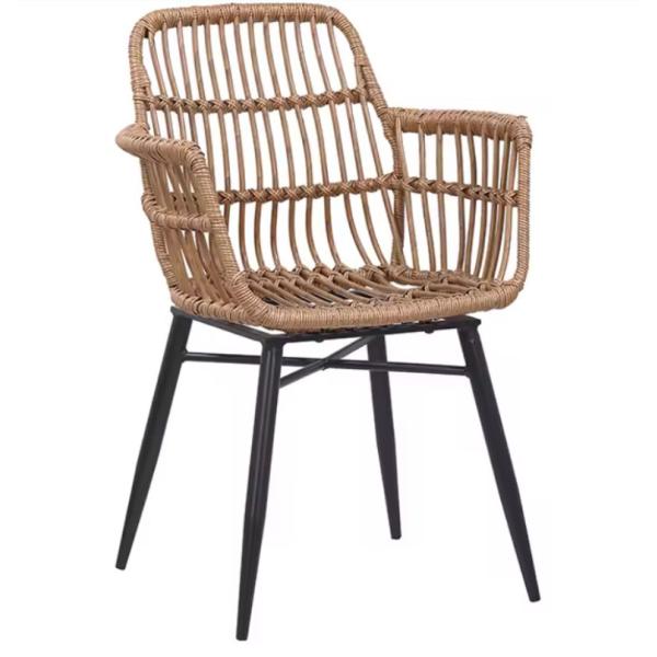 American style Courtyard Stacking Hotel Aluminum Frames Rattan Wicker Restaurant Balcony Dining Garden Outdoor Chairs