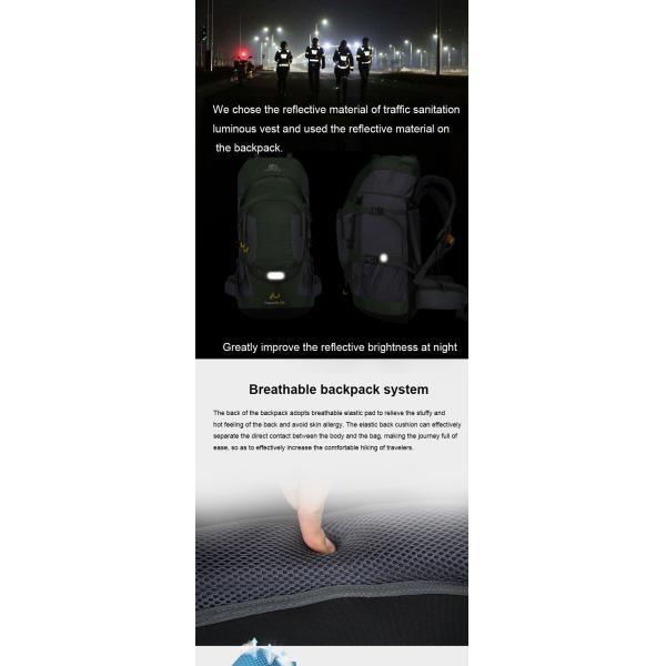 60L Lightweight Waterproof Hiking Backpack 70cm Rainproof Backpacks