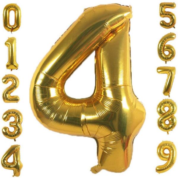 Gold Aluminum Foil Number 0-9 Balloons for Wedding and Party Decoration
