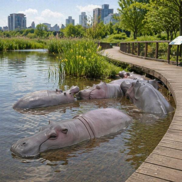 Custom Outdoor Life Size Hippo Statue Bronze Animal Sculpture for Garden Park Zoo Decoration Metal Art Display Figure Landscape