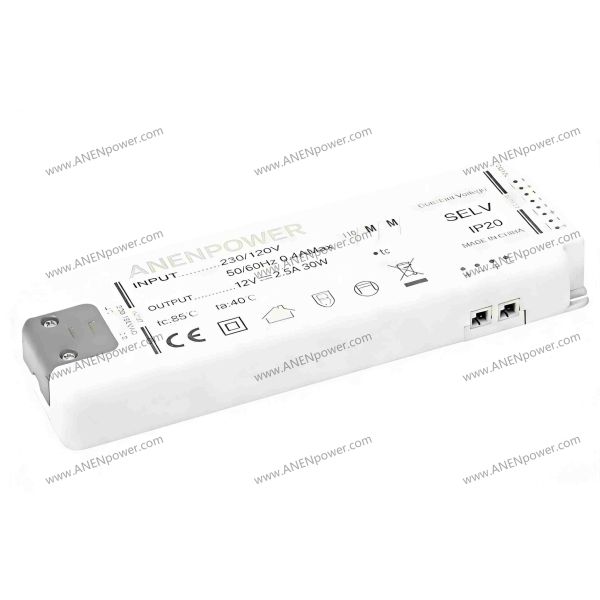 Ultra-Thin 75W Max 12V/24V IP20 LED Power Supply Driver for Cabinet & Retail Display Lighting