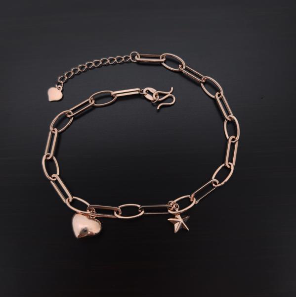 925 sliver bracelets wiht heart and star chain .