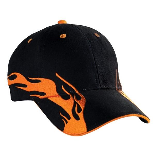 Velcro Closure Casual Baseball Caps Heavy Brushed Cotton Liquid Chrome Metal Flame Peak