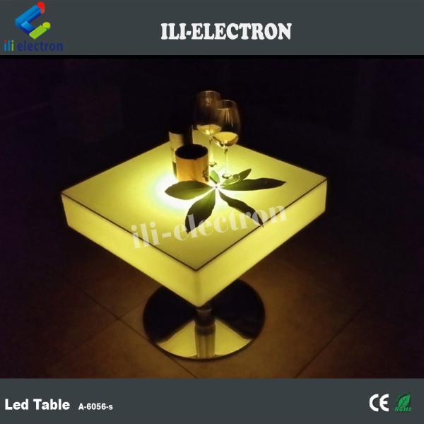 Commerical Square LED Light Up Cocktail Tables Rechargeable With Stainless Steel