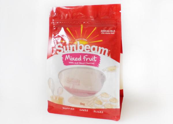Resealable Plastic Food Packaging Bags With Flat Bottom And Zipper
