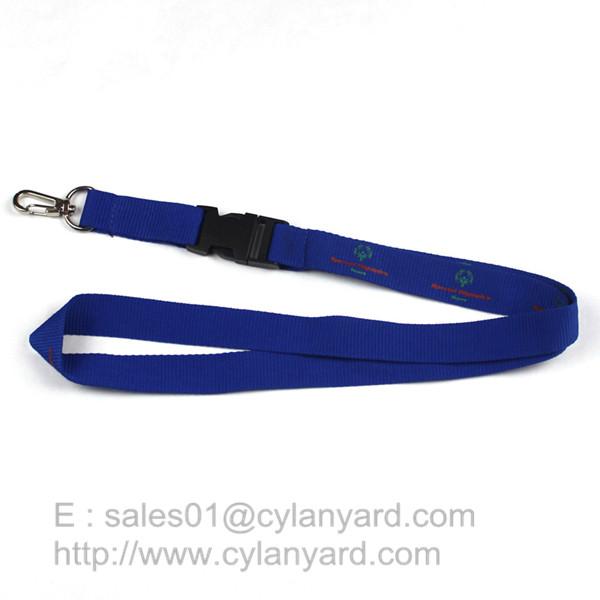 Blue Breakaway Clip Lanyards, Printed Polyester Lanyard with Breakaway Buckle