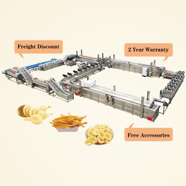 Automatic 200kg/Hour Potato Chip Production Line 220V 500 / 1000 / 2000kg/H