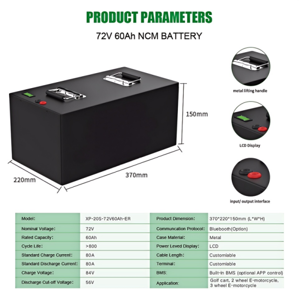 3 Wheel Electric Tricycles Batteries 51.2v 60v 72v Rechargeable Lithium Ion Battery