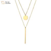 Collier de tour de cou de double couche de solides solubles, collier de chaîne de clavicule de pendant de pièce de monnaie de barre