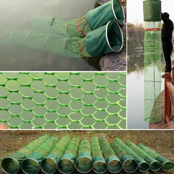 Cage Fishing Tackle Set Stainless Steel Collapsible Dip Net Fishing Basket Cage