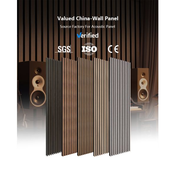 Modern Wood Slat Acoustic Panels for Home Office or Studio Soundproof Decorative Wall Cladding for Interior Design