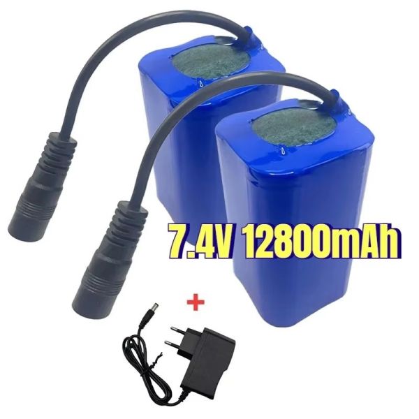 7.4V 12800mAh Li Ion Battery Pack 2S2P Lipo Battery For Bait Boat
