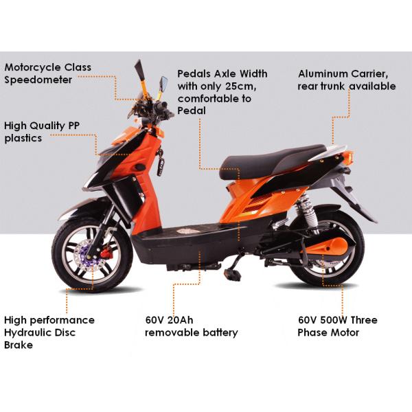 35km/h Electric Bicycle Scooter 60V 500W Disc Brake With LED Headlamp