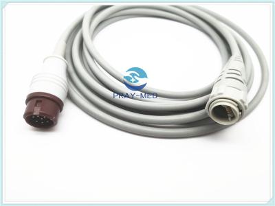 Dark Red Blood Pressure Cable 2.7m Length Round 12 Pin Compatible With T5