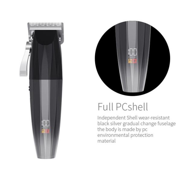 Usb Charging Cordless Hair Trimmer Black Stainless Steel Blade Adjustable Shaving Machine