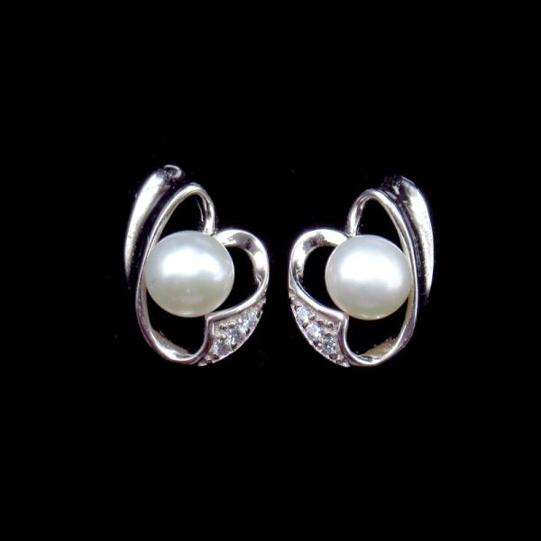 Triangle 92.5 Sterling Silver Earrings , Unique Sterling Silver CZ Earrings