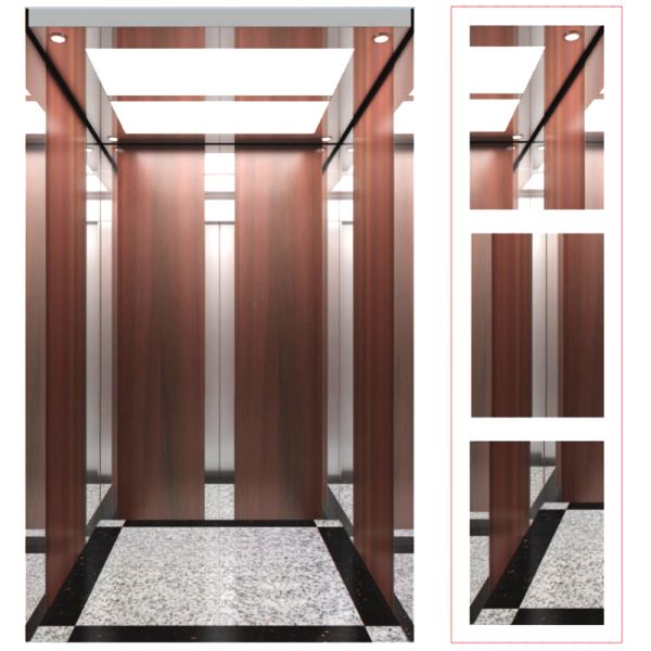 Solid Surface Resin Stainless Steel Sheet Mirror Elevator Cabin for Passenger Elevator Lift Cabin