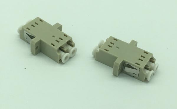 LC fiber opitc adapter duplex multimode beige with window