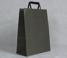 Impression exquise adaptée aux besoins du client de sac de transporteur de papier d'emballage avec la poignée plate et le logo