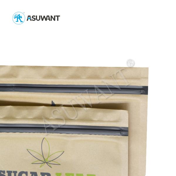 China Supplier Stand Up Mylar Biodegradable Child Proof Zipper Locking Medication Kraft Paper Bag For Cookies