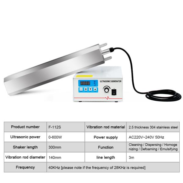 descenso tubular del agua del transductor ultrasónico sumergible del tanque de 600W 40KHZ