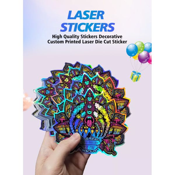 Round Holographic Laser Sticker Rainbow Color Custom