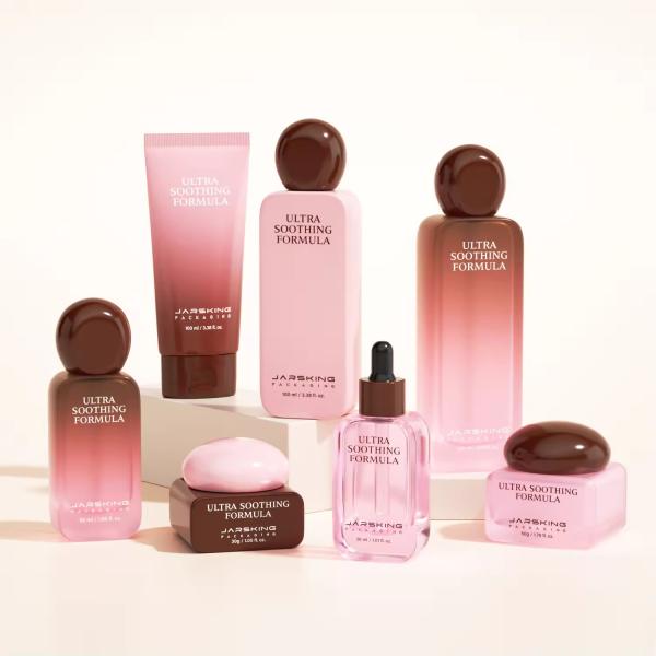 Pink Cosmetic Bottles And Jars Luxury Lotion Bottle Packaging Customized