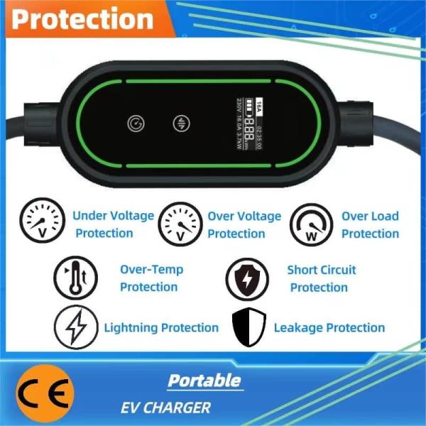 3.6kw/7.4kw/11kw Портативное зарядное устройство для электромобилей типа 2